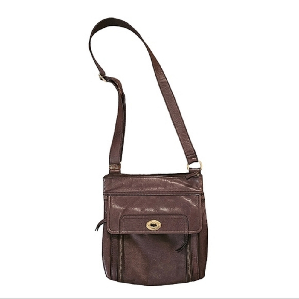 Fossil Stanton Messenger Bag Soft Brown Leather Travel Crossbody Adjustable